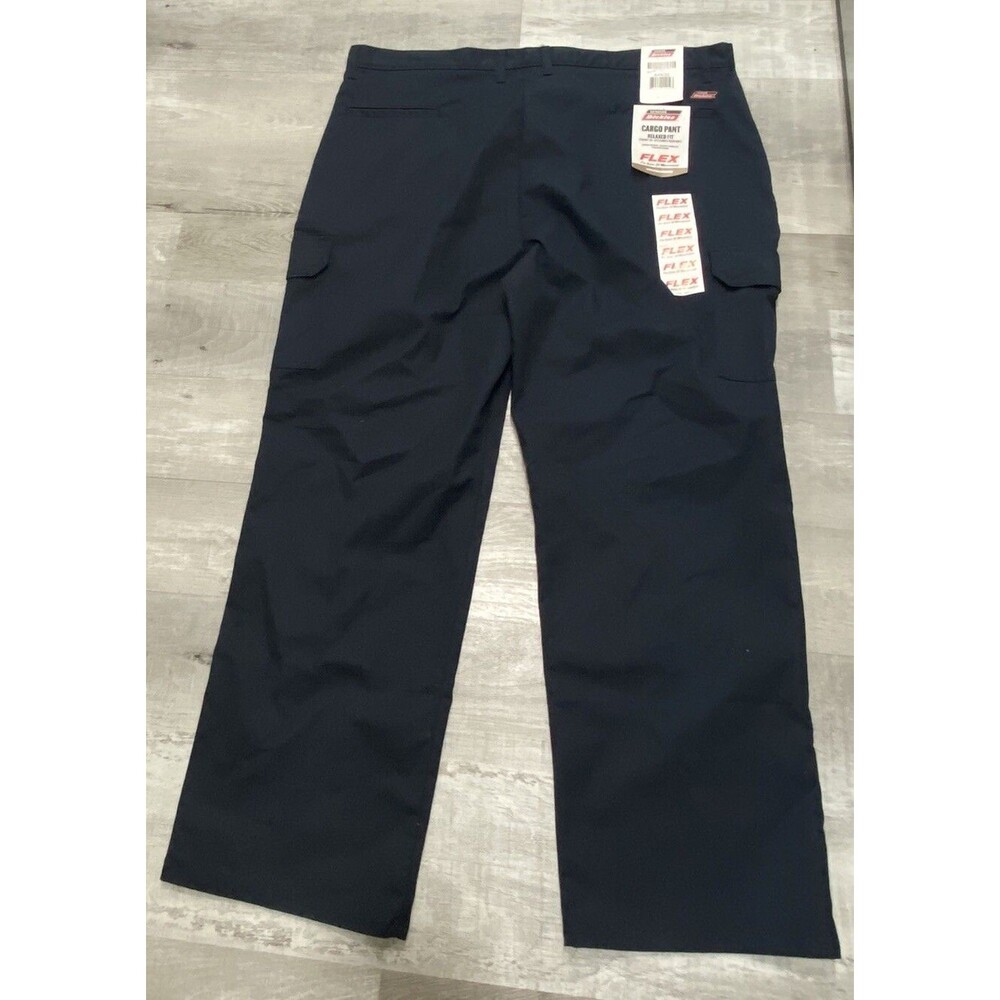 Dickies Mens 44x32 Navy Blue Relaxed Fit Cargo Pants Straight Leg Flex Work pant - Picture 2 of 6